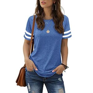 Aokosor Ladies Shirts Striped Sleeve Womens Summer Tops Side Split Casual Tee Blue Size 22-24