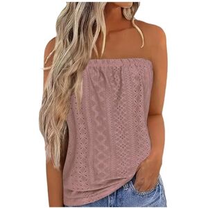 Generic Strapless Blouse for Women UK Solid Colour Bandeau Tops Ladies Summer Shirts Casual Stretch Tube Top Pink