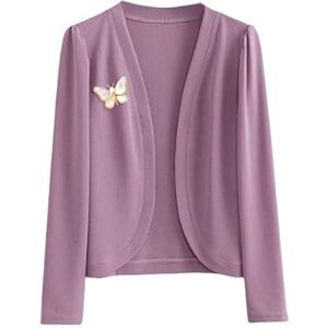 LIUYUYOUGO Summer Cardigans For Women Uk, Women Bolero Shrugs Summer Long Sleeve Cropped Cardigan Open Front Elegant Plain Shrug Jacket Ladies Lightweight Jacket Knit Cover-Up Tops With Butterfly Br