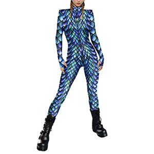 Hanrui TOPURUN Snake Pattern Jumpsuit, Women Halloween Costumes, Women Party Clothes, Cosplay Costume Women, Long Sleeve 3d Back Zip Catsuit, Cosplay Bodysuit
