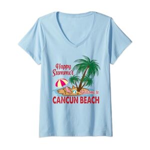 Summer Vacation Mexico Cancun 2024 Womens Cancun Mexico 2024 Summer Vacation Matching Family Group V-Neck T-Shirt