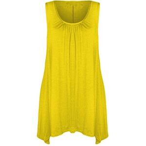 Mustwearit New Womens Ladies Hanky Hem Baggy Summer Casual Long Tunic Vest Top UK Size 8-26 Yellow