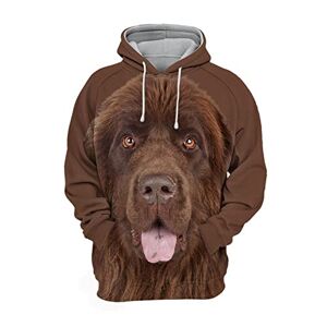 Unisex 3D Dog Hoodies Sweatshirts Newfoundland Brown Plus Size Pullover Cute Pet Animals Pattern, As the Photo, Large