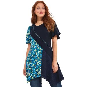 Joe Browns Women's Mix and Match Lace Panelled Tunic Top Shirt, Blue, 40