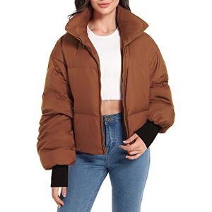 Orolay Women's Winter Puffer Jacket Stand Collar Bubble Oversized Silhouette Short Down Coat Coffee XS