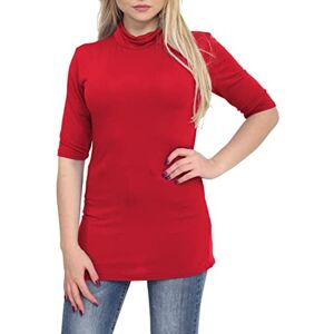 Mustwearit Ladies Turtle Polo Neck Tops Womens Short Sleeve High Neck T Shirts Top Plus UK Sizes Red