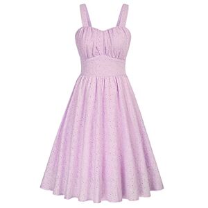 Belle Poque Women's Cute A-Line Dresses Sleeveless Smocked Back Slim Fit Flowy Holiday Beach Sundress Purple BP0724-03 L