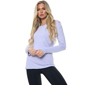 United Women T-Shirt Ladies Plain Basic Long Sleeve Round Neck Stretch Casual Summer Jumper Plus Size UK 8-26 Blouse Tee Layering Top White-12-14