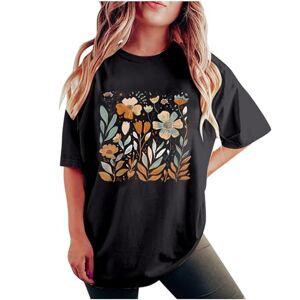 Generic Sale Clearance Blouses for Women UK Elegant Plus Size Loose Fit Blouses Tops Leisure Short Sleeve Round Neck Sunflower Graphic Print Casual Tees Shirts Tops Ladies Soft Comfy Classic-Fit Dressy Casual Tops