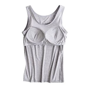 Kuih Women Solid Cotton Camisole with Shelf Bra-2 in 1 Camisoles Tank with Built-in Bra -Camisole Tanks Built-in Bra Jsummer Tank Tops Daily Life T-Shirt Blouses for 2023 Summer Holiday