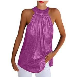 Summer Tops For Women Uk 0414a2485 Womens Tops Sales Womens Blouse Vests UK Sleeveless Women Ladies Plus Size Crew Neck Halter Tank Tops Loose Fit Camisole Plain Pleated Top Shirt Set Casual Tops Shirt Zip Top Purple Clearance