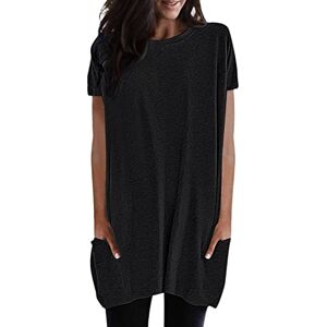 Generic Solid Colour Tops for Women UK Summer Crewneck Short Sleeve T Shirts Ladies Casual Baggy Blouse Dressy Elegant Tunics Black