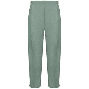 Ladies Half Elasticated Trouser Womens Stretch Waist Casual Office Work Formal Trousers Pants with Pockets Plus Big Size(Sage Green,UK 12/29 Inch Inside Leg)