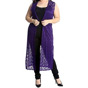 Fcf KOLLACHE New Plus Size Women Cardigan Ladies Floral Lace Open Front Sleeveless Tunic Top Purple 20