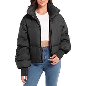 Orolay Women's Winter Puffer Jacket Stand Collar Bubble Oversized Silhouette Short Down Coat Black S