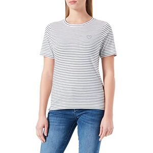 Tom Tailor Gmbh TOM TAILOR Ladie's 1034508 Basic T-Shirt with Heart Embroidery, 31539-Offwhite Navy Thin Stripe, M