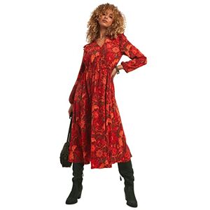 Joe Browns Women's Vintage Tie Neck Long Sleeve Floral Dress Casual Night, Orange, 18