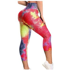 Janly Clearance Sale Womens Pants, Women's Tie-dye Breathable Hip Lifting Exercise Bubble Yoga Ninth Pants for Summer Holiday