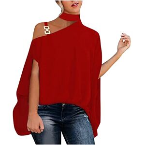 Blouses For Women Uk Elegant AMhomely Women Tops Blouse Sale Casual Pleated Tunic Half Batwing Sleeve Halter Neck Off Shoulder Printed And Solid Loose Polluer Summer Shirt Elegant for Office Daily Clothing UK Size, Red 2, 4XL