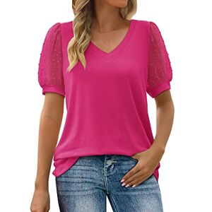 PRiME Womens Blouses Fashion 2024 Women Backless T-Shirt Y2k Short Sleeve Crew Neck Crop Tee Top Open Back Slim Fit Blouse Tops Purple Tops for Women UK Party Tshirt (Hot Pink, L)