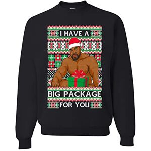 Wild Bobby I have a Big package Meme Barry Wood Ugly Christmas Sweater Unisex Crewneck Sweatshirt, Black 1, L