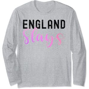 Summer Season Apparel Co. England Slays Funny Football Saying Womens Girls Long Sleeve T-Shirt