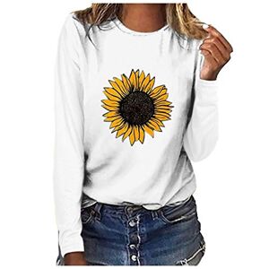 Generic Crewneck Tops for Women UK Long Sleeve Sunflower Print T Shirts Ladies Summer Casual Loose Fit Tunics Dressy Going Out Blouse