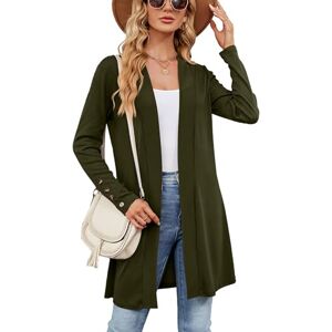 Famulily Womens Comfy Lightweight Cardigan Long Sleeve Front Open Waterfall Cardigans Sweater (L, Army Green)