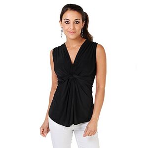 7489-BLK-S: Sleeveless Knot Front Top, Black, 43687