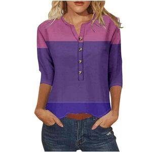 Women Tops And Blouses On Sale NSICBMNO Plus Size Tops for Women Yoga Tops Button 3/4 Sleeve T-Shirt Loose Top Oversized Batwing Tops Dressy T Shirts Loose Tunic Tops Tunic Tops Boho Casual Going Out Tops Office Work Purple