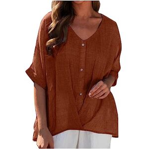 Clearance Sale Tops 0810c48199 Linen Shirt Long Sleeve Shirts Trendy Button Down Shirts Tunic Tops Jumpers UK Blouses Pullover V Neck Loose Cotton Down and Shirts Fall Shirts Short Sleeve Top Brown Cute Christmas