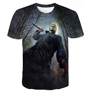 NUTSIE Halloween 3D Short Sleeve Michael Myers Scary Horror Print T-Shirt, Men's Women's Casual Oversized Sweatshirt XS - 4XL (E,XXL)