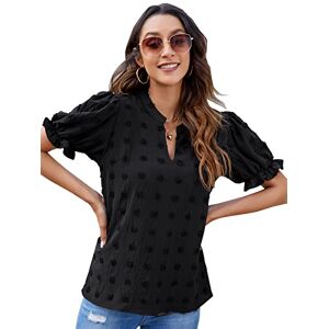 Blooming Jelly Womens White T-Shirts Summer Tops V Neck Short Sleeve Blouse Casual Chiffon Ladies Shirts