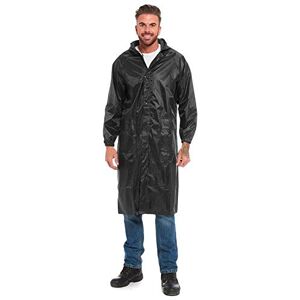 Stylo Online Unisex Waterproof Rain Hooded Long Trench Coat Men Women Windproof Taped Seams Lightweight Outdoor Shower Proof Rainwear Kagool Breathable Raincoat (Long Coat Black,2XL)