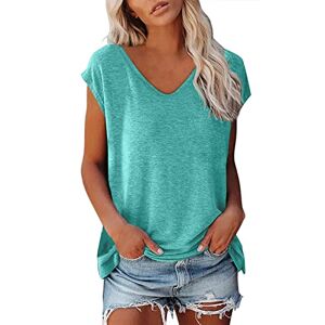 Clodeeu Women's V Neck T Shirts Short Sleeve Tops Summer Plain Casual Blouse Loose Fit Tees for Vacation Travel Daily