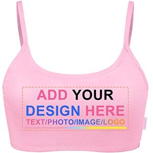 LittleForBig Custom Printing Design Your Own Crop Top Bandeau Camisole Personalized Message Image Unisex Ultra Soft Pink M