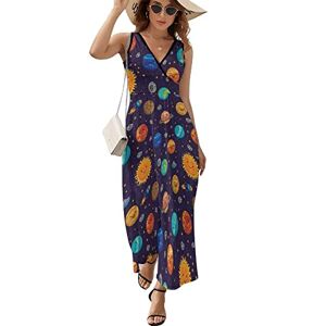 Rivngjde9438 Happy Space Maxi Dress for Women Sleeveless Long Summer Dresses Beach Dresses A Line L