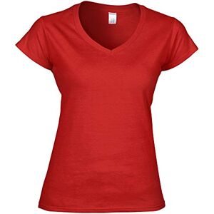 Gildan Ladies Soft Style Short Sleeve V-Neck T-Shirt (S) (Red)