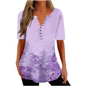 Haolei Today Deals Womens Tunic Tops UK,Long Length Ladies Tunic Tops for Leggings Button Down Shirt Floral Print Summer Tops Casual Short Sleeve Blouses Henley V Neck T Shirts Size 8-16