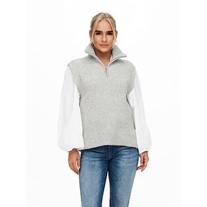 Bestseller A/s Only Women's ONLTIA Life Highneck Vest KNT NOOS Pullover Sweater, Light Grey Melange, L