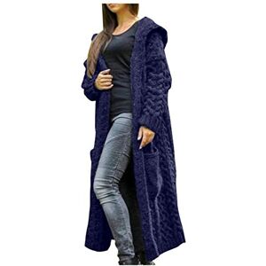 Le In Colours Plus Sizes Small Women’s Cardigans for Women UK Plus Size Long Loose Sweater Cardigan Winter Coat Hooded Women Solid Knitted Solid Pocket Women's Coat Short Cardigans for Women UK (Blue, L)