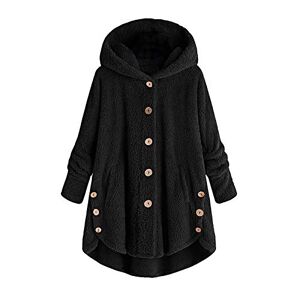 Fleece Jacket for Women UK Hood Baggy Cardigan Long Sleeves Fuzzy Fleece Coat Plus Size Splicing Button Outwear Winter Warm Loose Fit Casual Ovrecoats Blouse Top Cozy Sweaters Sherpa Pullover Tops