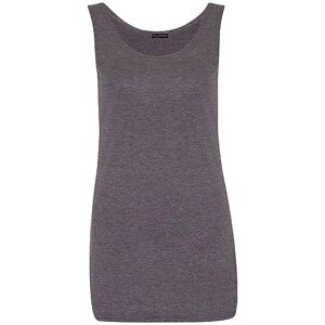 Shopygirls Womens Scoop Neck Sleeveless Ladies Long Stretch Plain Vest Strappy T-Shirt Top (12, Dark Grey)