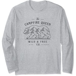 Camping Women Designs Campfire Queen No Man No Problem Funny Women's Summer Top Long Sleeve T-Shirt