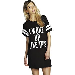 Be Jealous Womens PJ Shirt I Woke Up Like This Baggy Oversized Tunic Night T-Shirt Dress I Woke Up Like This Black Plus Size (UK 24/26)