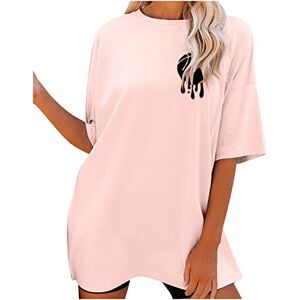 Summer Tops For Women Uk 0406c4944 Ladies Blouses O Neck Top Pink Plus Size Tops Summer Short Sleeve Shirts Oversized Shirts D T Shirts Slogan Drop Shoulder Tops Loose Pullover Tees Basketball Front and Back Letter Clearance Size 8-18