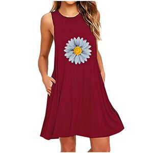 Janly Clearance Sale Dress for Women, Fashion Womens Pocket Daisy Printing Sleeveless A-Line Casual Nightdress Dresses for Holiday