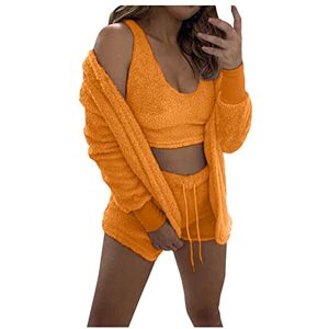 Womens Shorts 0315a22118 Faja Shorts Lounge Sports Women Casual Ladies Shorts 3Pc Fashion Woman Crewneck Plain Long Sleeve Blouse +Vest+Loose Pants Coat Sets Plush Three Piece Suit Jacket Suit & Shirts Orange