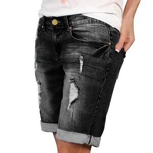 Generic Jeans Shorts Women's Knee-Length Bermuda Shorts Women's High Waist Denim Shorts Women Summer Loose Short Trousers Stretch Denim Hot Pants Large Sizes Boyfriend Jeans Plus Size Beach Shorts Hot Pants,