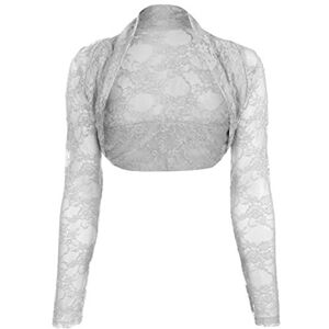 Divadames Womens Cropped Lace Shrug Ladies Bolero Size UK 8-16 (4XL/5XL(22-24), Light Grey)